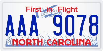 NC license plate AAA9078