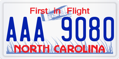 NC license plate AAA9080