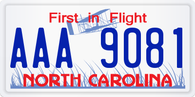 NC license plate AAA9081