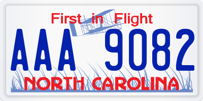 NC license plate AAA9082