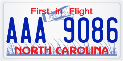 NC license plate AAA9086