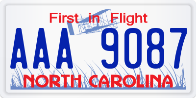 NC license plate AAA9087