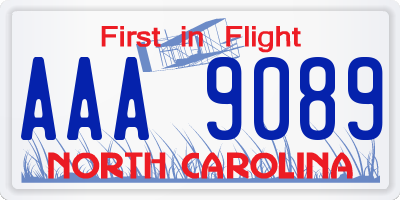 NC license plate AAA9089