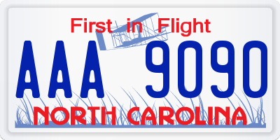 NC license plate AAA9090