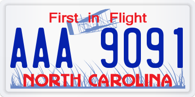 NC license plate AAA9091