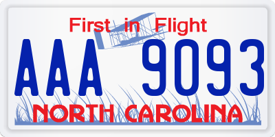 NC license plate AAA9093