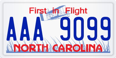 NC license plate AAA9099