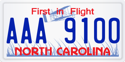 NC license plate AAA9100