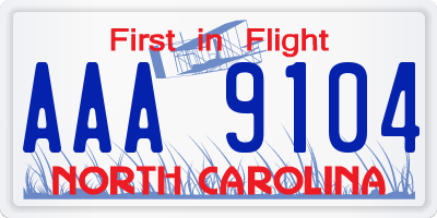 NC license plate AAA9104