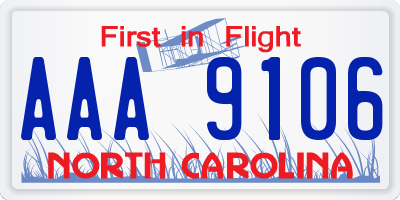 NC license plate AAA9106