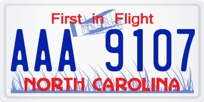 NC license plate AAA9107