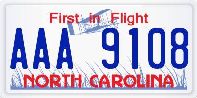 NC license plate AAA9108