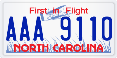 NC license plate AAA9110