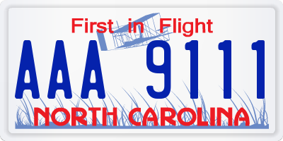 NC license plate AAA9111