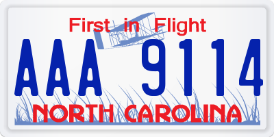 NC license plate AAA9114