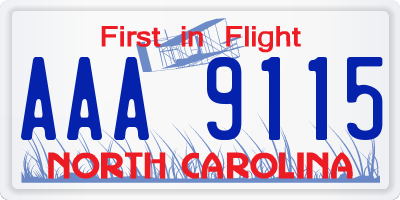 NC license plate AAA9115