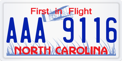 NC license plate AAA9116