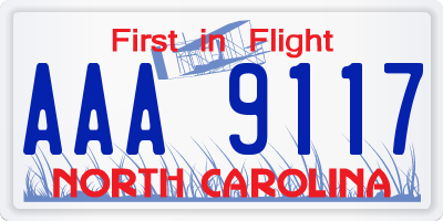 NC license plate AAA9117