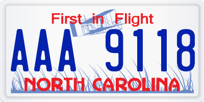 NC license plate AAA9118