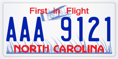 NC license plate AAA9121