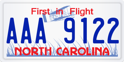 NC license plate AAA9122