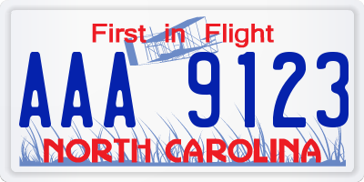 NC license plate AAA9123