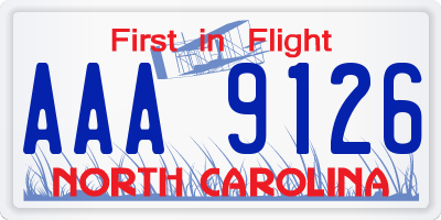 NC license plate AAA9126