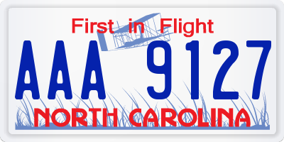 NC license plate AAA9127