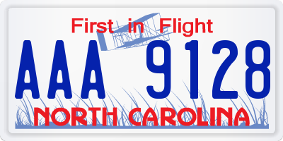 NC license plate AAA9128