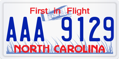 NC license plate AAA9129