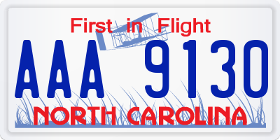 NC license plate AAA9130