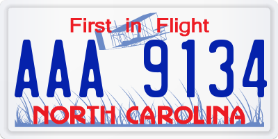 NC license plate AAA9134