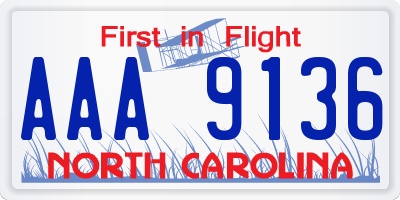 NC license plate AAA9136