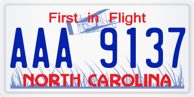 NC license plate AAA9137