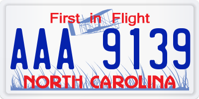 NC license plate AAA9139