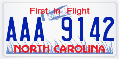 NC license plate AAA9142