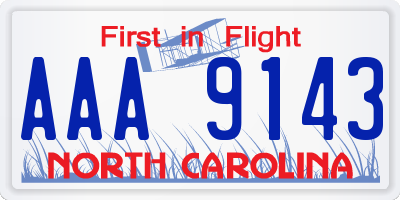 NC license plate AAA9143