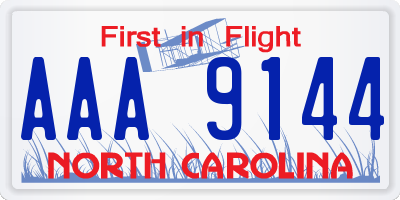 NC license plate AAA9144