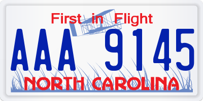 NC license plate AAA9145