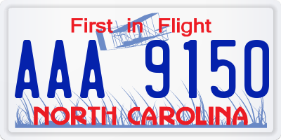 NC license plate AAA9150