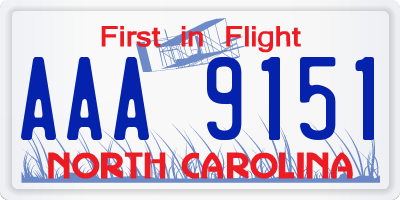 NC license plate AAA9151