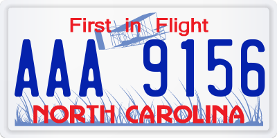 NC license plate AAA9156