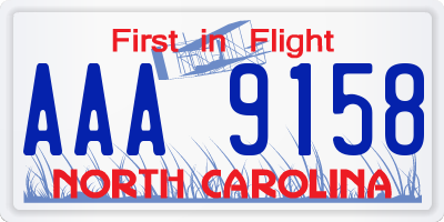 NC license plate AAA9158