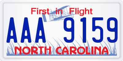 NC license plate AAA9159