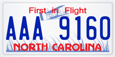 NC license plate AAA9160