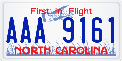 NC license plate AAA9161