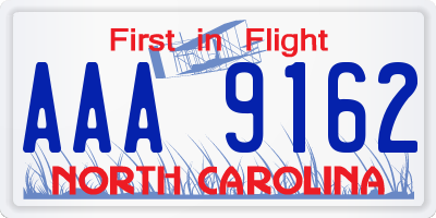 NC license plate AAA9162