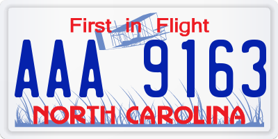 NC license plate AAA9163