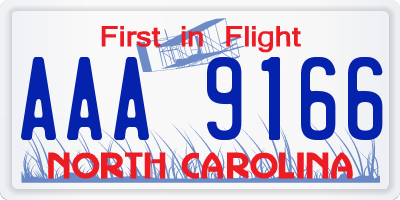 NC license plate AAA9166