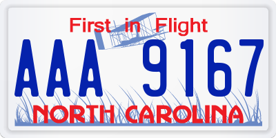 NC license plate AAA9167